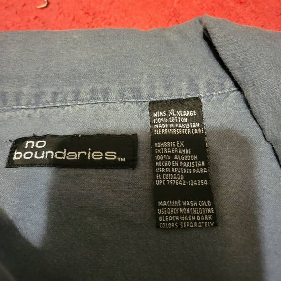 No Boundaries Short Sleeve Cotton Button Down Shirt Size XL - Picture 4 of 4